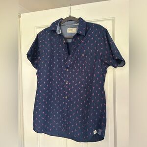 Men’s Medium Flamingo Free Planet Short Sleeve Button Down